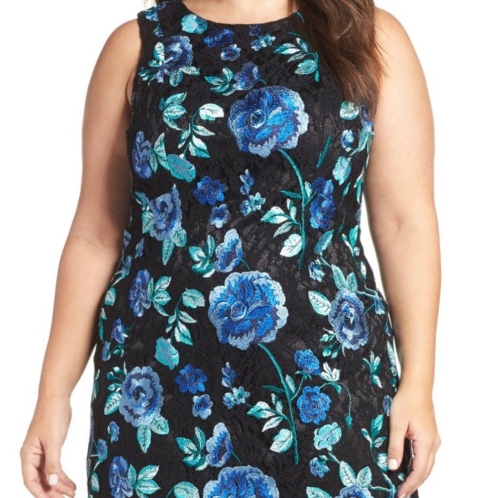 Eliza J Embroidered Fit and Flare Dress